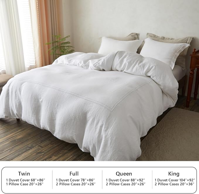 Simple&Opulence 100% Washed Linen Duvet Cover Set 78"x86" - Image 5