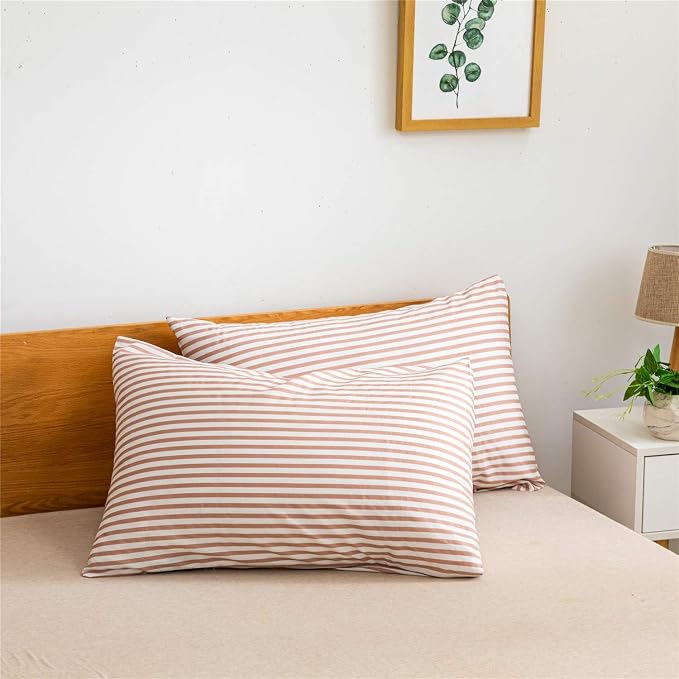 JELLYMONI 100% Natural Cotton 2pcs Striped Duvet Cover Sets, - Image 7