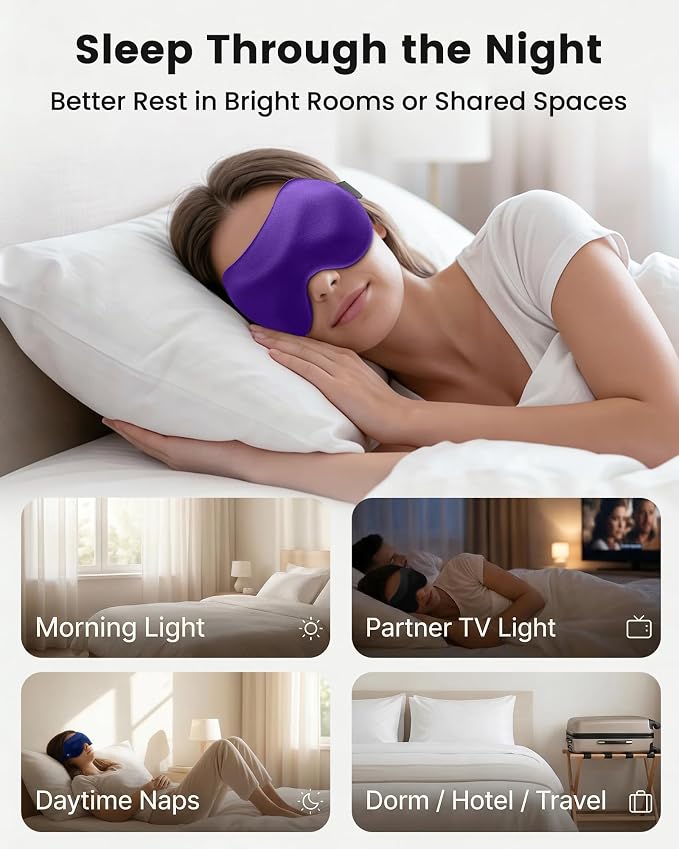 3 Pack Sleep Masks for Women & Men: True Blackout Eye Mask for Sleeping - Image 8