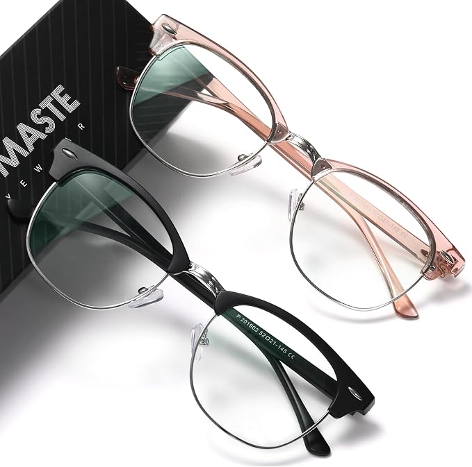 Blue Light Blocking Glasses Vintage Half Frame UV Clear Lens Anti Eyestrain by AOMASTE