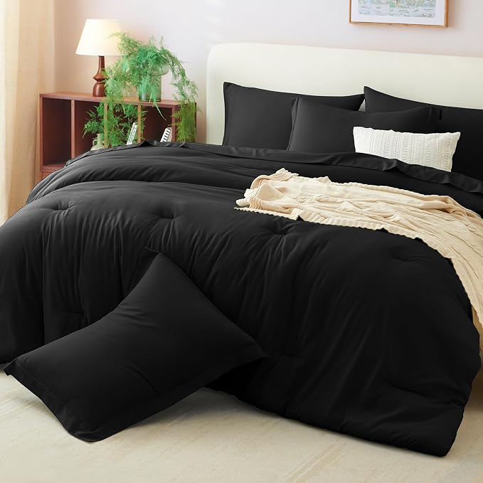 CozyLux Full Size Comforter Sets Black, 7 Pieces Bed in a Bag Full Comforter Set - Image 9
