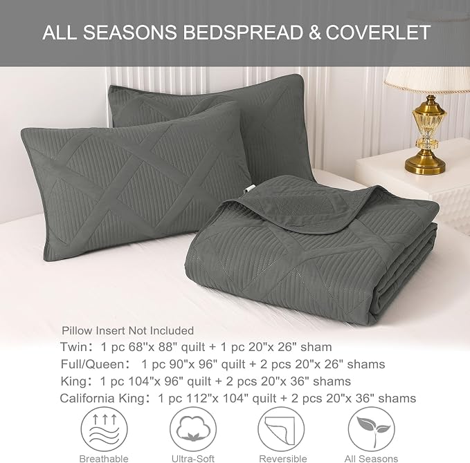 Exclusivo Mezcla King Quilt Set- Grey Quilts Bedding Set - Image 5