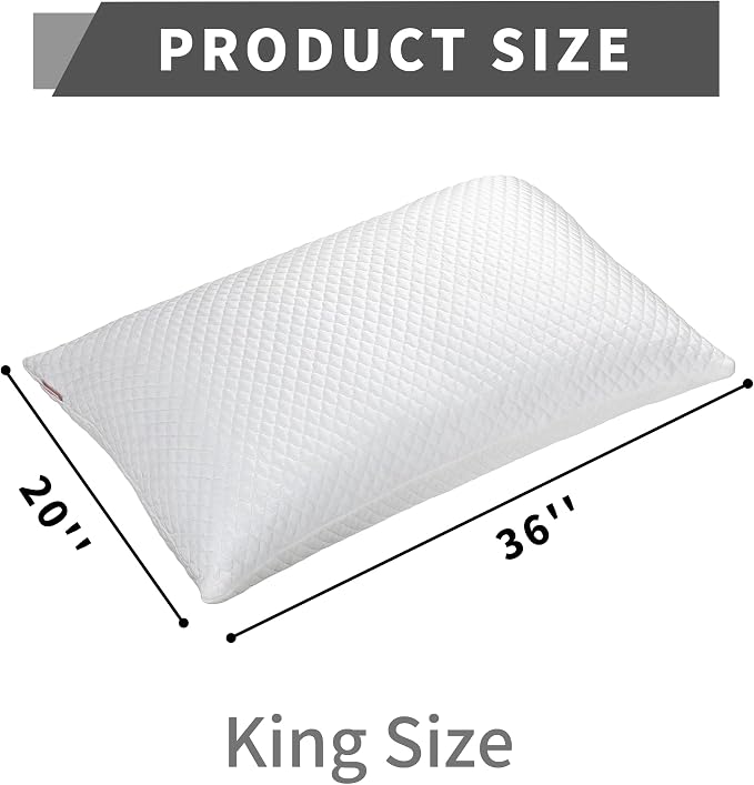 Cooling Pillow for Sleeping King Size Set of 2, Shredded Memory Foam Pillows - Image 4