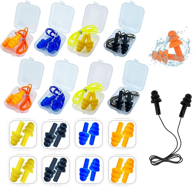 Ear Plugs for Sleeping, 16 Pairs Noise Canceling Soft Reusable Silicone by AXBUS