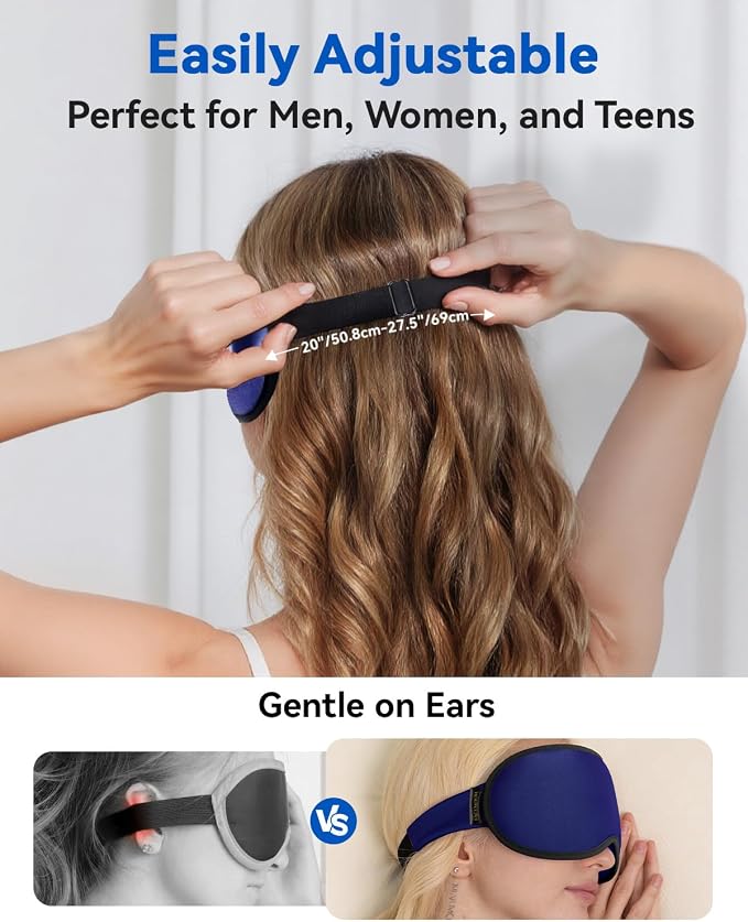 Weighted Blackout Sleep Mask, 3D Contoured Zero Eye Pressure, Lash-Friendly - Image 5