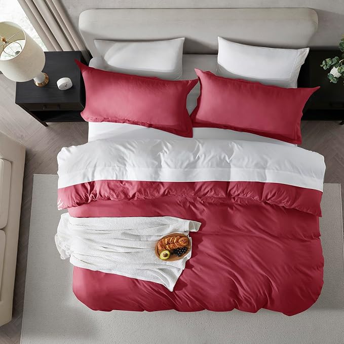 Nestl Burgundy Red Duvet Cover King Size - Image 5