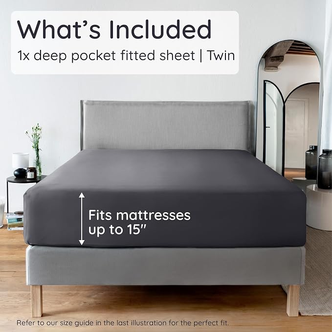 Bambaw 100% Viscose Derived from Bamboo Fitted Sheet Twin Size, Cooling Fitted - Image 2