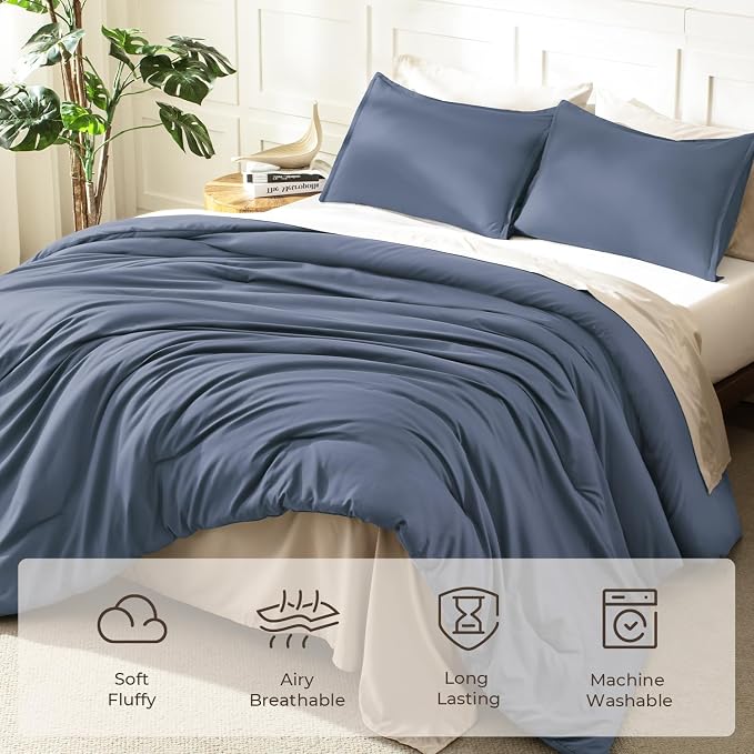 Litanika Twin XL Comforter Set Slate Blue, 2 Pieces Extra Long Dorm Bedding Sets - Image 3