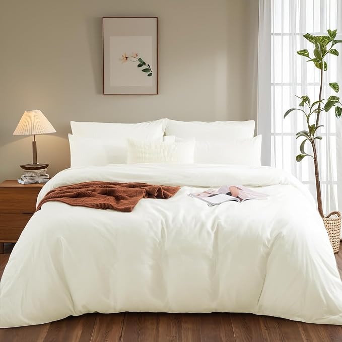 NEXHOME PRO Twin Duvet Cover Set, 100% Washed Cotton - Image 2