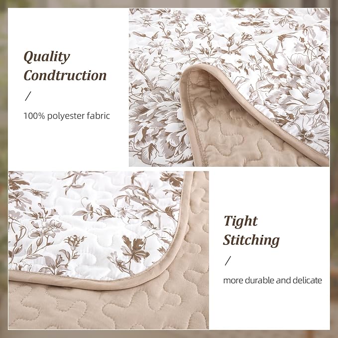 WONGS BEDDING Queen Size Quilt Set, Botanical Quilt - Image 4