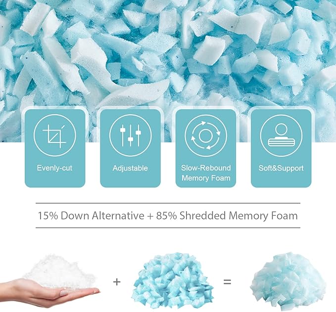 Meoflaw Cooling Queen Size Pillow, Shredded Memory Foam, Supports Back & Side - Image 2