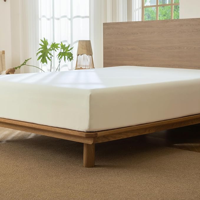 MooMee Fitted Bottom Sheet Only 100% Washed Cotton Linen Like Textured - Image 3