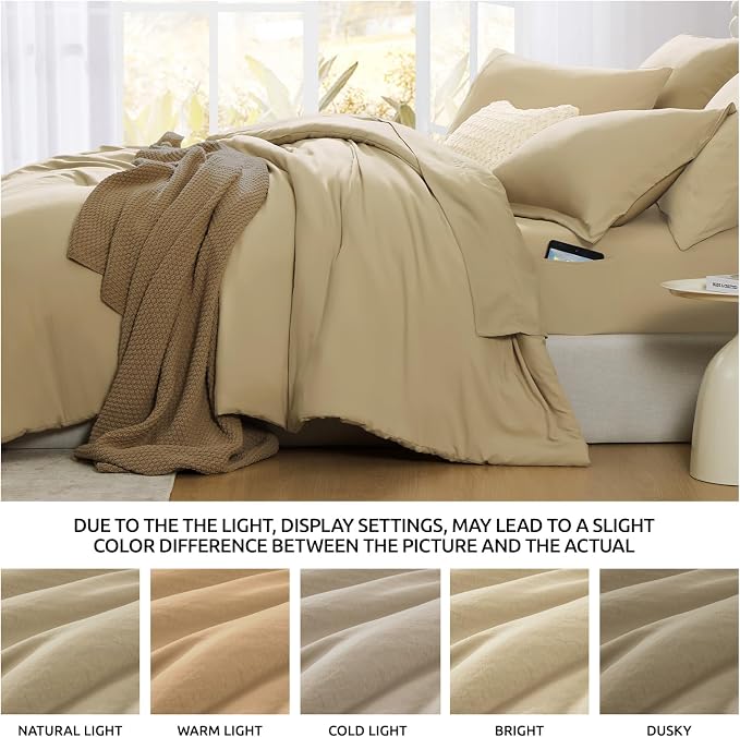 WRENSONGE Queen Comforter Set- 7 Pieces Soft Taupe Bed in a Bag Queen Size - Image 7