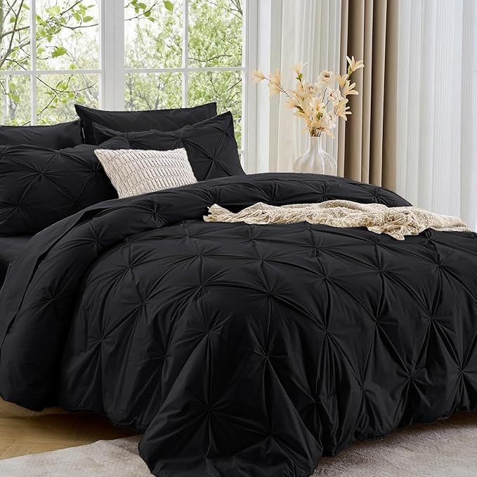 Sasttie Twin XL Comforter Set, 5-Piece Bed in a Bag, Pintuck Bedding Sets by SASTTIE