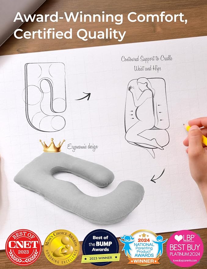 Momcozy Pregnancy Pillows for Sleeping, U Shaped Full Body Pillow for Pregnancy - Image 4