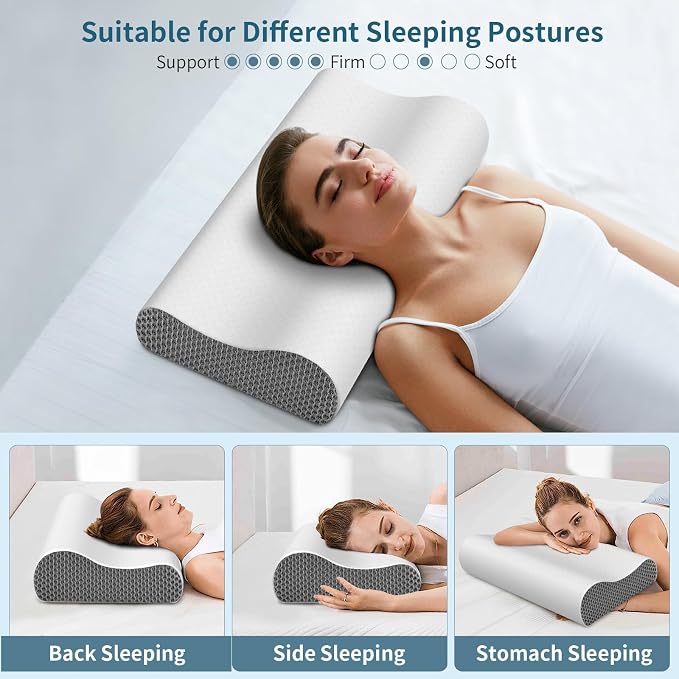 Cervical Neck Pillow for Pain Relief, Contour Memory Foam Pillows Ergonomic - Image 7