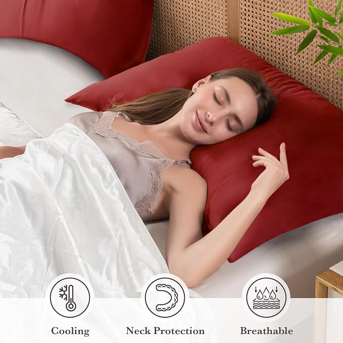 Curved Pillow Case King Size, Side Sleeper Pillow Cases Cover Cooling Rayon - Image 3