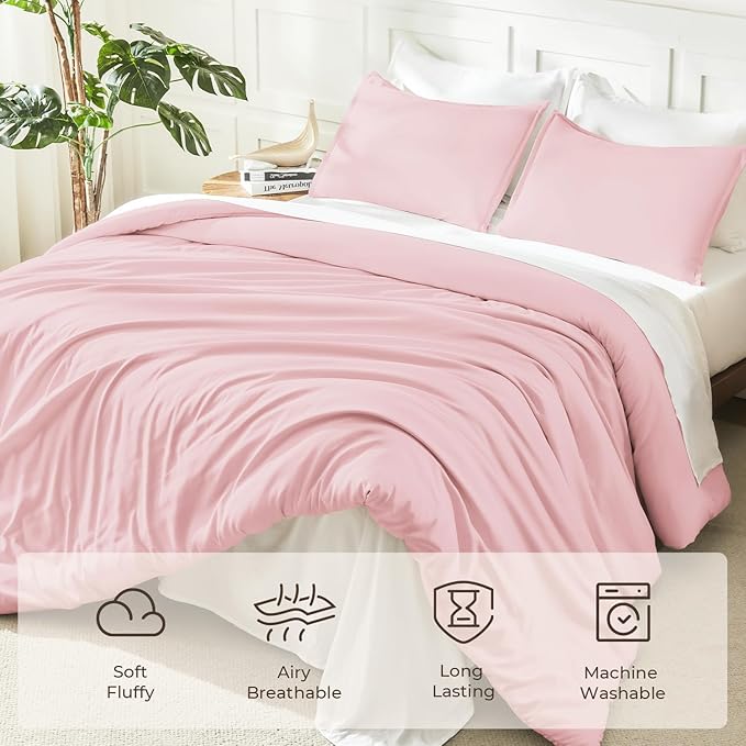 Litanika Pink Twin/Twin XL Comforter Set, 2 Pieces Girls Teen Kids Cute Soft - Image 3