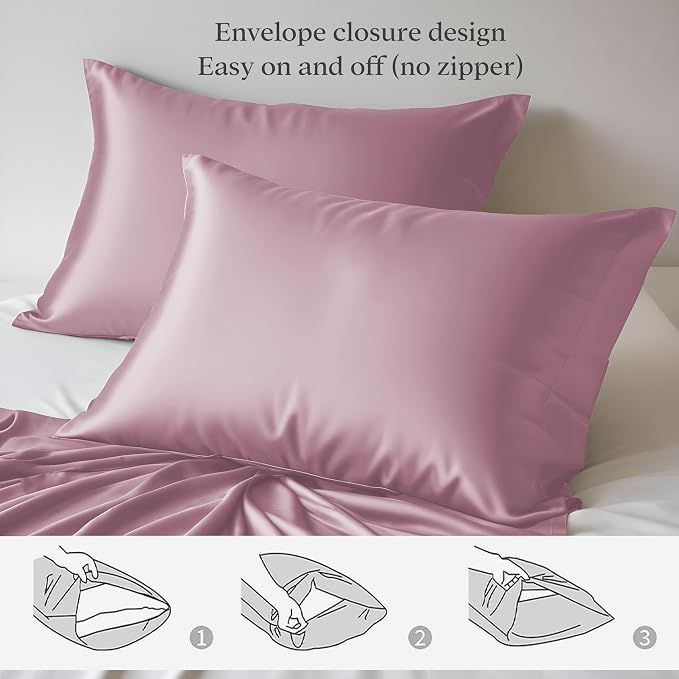 LINENWALAS 100% Rayon Derived from Bamboo Silk Pillow Cases Set of 2, Soft - Image 2