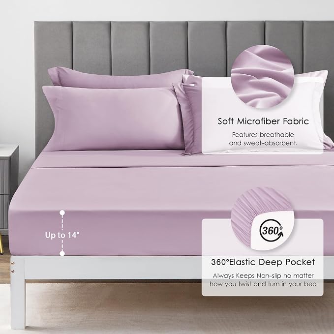 Love's cabin California King Comforter Set Light Purple, 7 Pieces California - Image 4