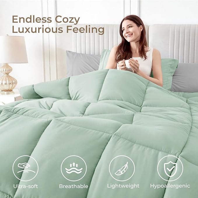 Sasttie Full Size Comforter Sets, 7 Pieces Reversible Bed in a Bag Full - Image 3