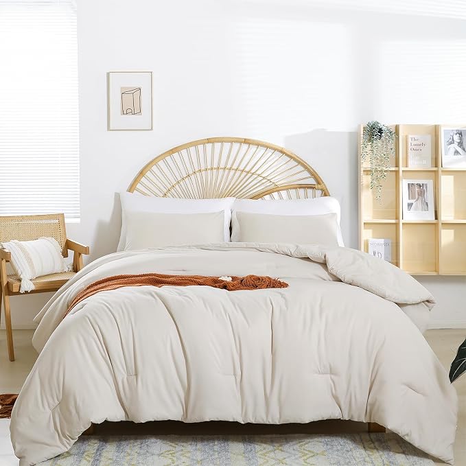 weigelia Beige Comforter Queen Size 3PCS Bed Comforter - Image 2