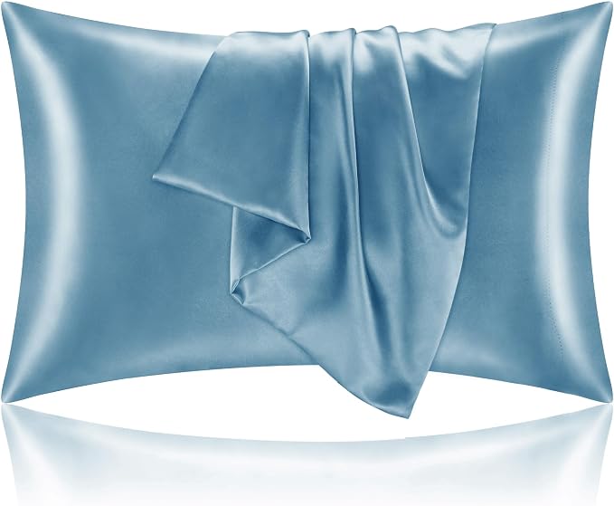 BEDELITE Satin Pillowcase with Zipper, Airy Blue King Size Pillow Cases Set of 2 by BEDELITE