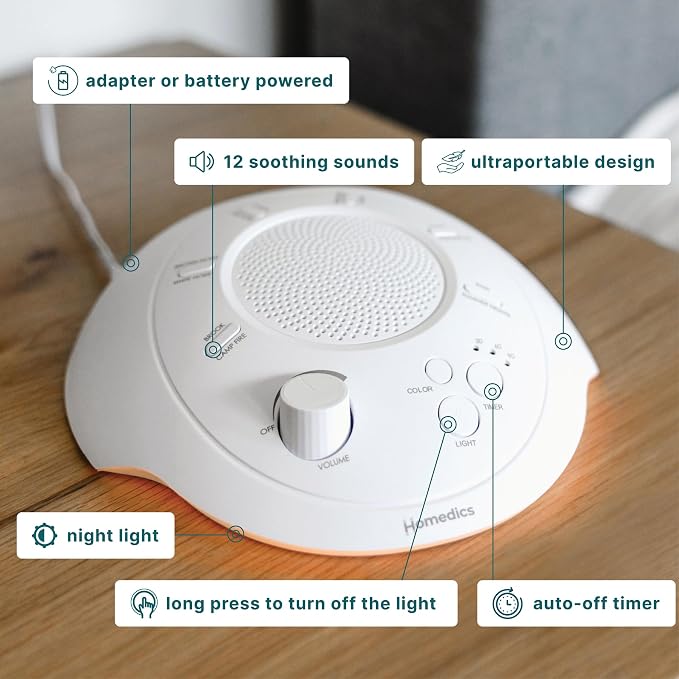 Homedics Sleep Better Portable Sound Machine, Night Light, 12 Soothing Sounds - Image 4