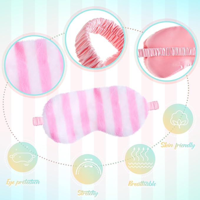 Cuffbow 6 Pack Plush Sleep Mask Set, Cute Plush Eye Masks - Image 3