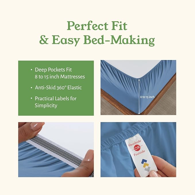 California Design Den Soft 100% Organic Cotton Bed Sheets King Size Set - Image 5
