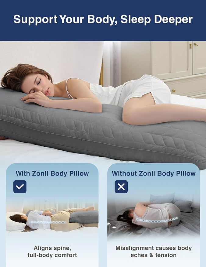ZonLi Long Body Pillow for Adults, Firm Body Pillow - Image 2