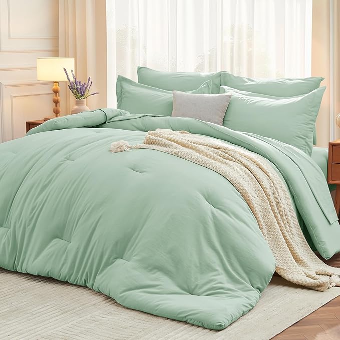 MUXHOMO 7 Pieces California King Comforter Set, Soft Bed in a Bag Cal King Size by MUXHOMO
