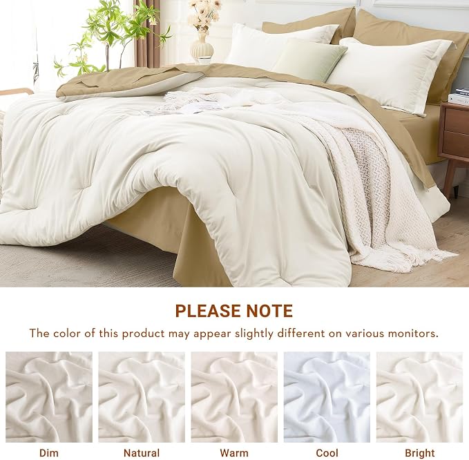 MUXHOMO 7 Pieces King Comforter Set, Soft Bed in a Bag King Size, All Season - Image 6