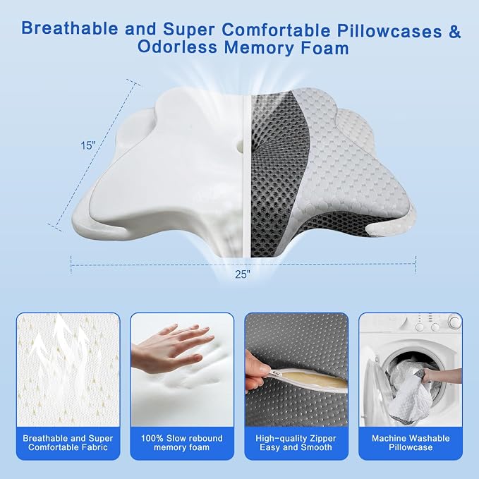 Pain Relief Cervical Pillow for Neck Support, Adjustable Ergonomic Pillow Cozy - Image 6