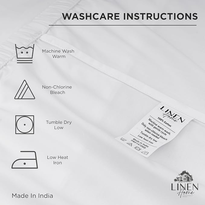 Linen Home 100% Cotton Percale Weave Fitted Sheet, Full Size, Iris Lilac - Image 5