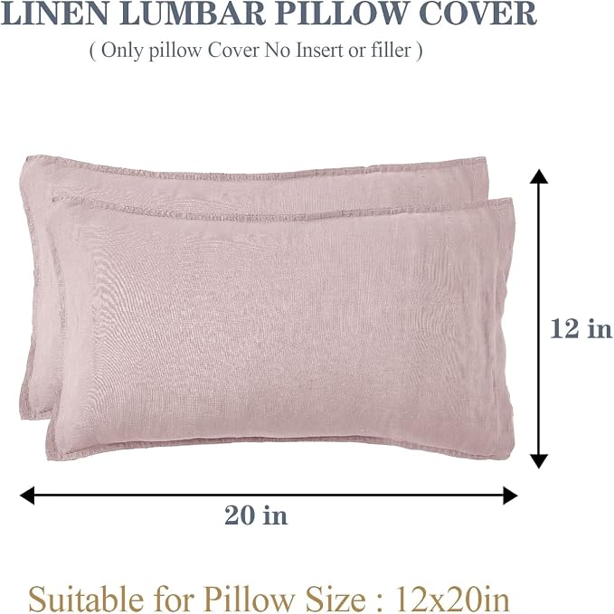 Simple&Opulence 100% Linen Lumbar Pillow Cover 12 x 20 Inches Set of 2 - Image 4
