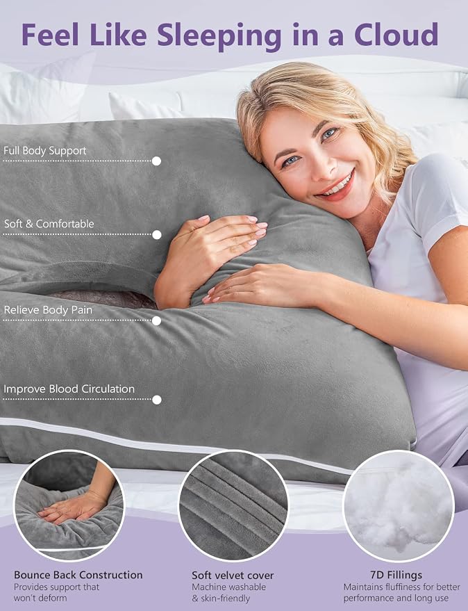 Meiz Pregnancy Pillow, U Shaped Pregnancy Body Pillow - Image 5