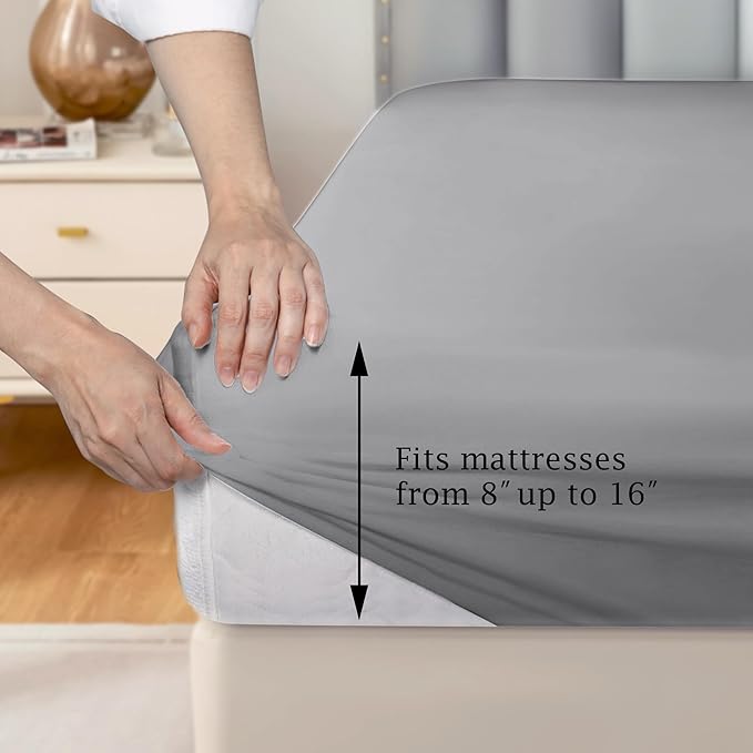 FreshCulture Pure Cotton Fitted Sheets Twin Size, 300 Thread Count Percale - Image 3
