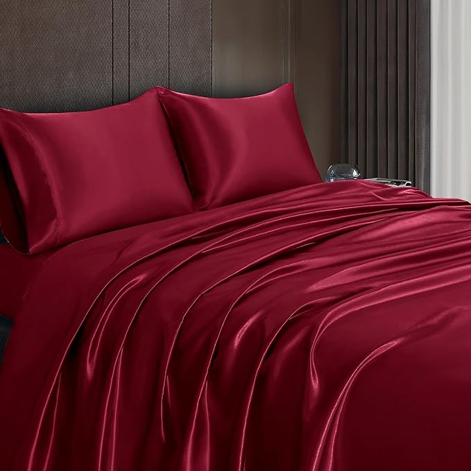 Homiest Burgundy Satin Flat Sheet - Image 6