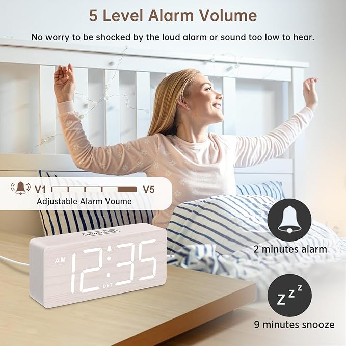 DreamSky Wooden Digital Alarm Clock - Image 3