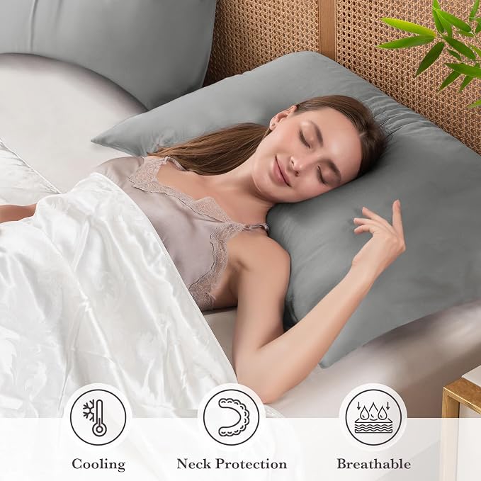 Curved Pillow Case Queen Size, Side Sleeper Pillow Cases Cover Cooling Rayon - Image 3