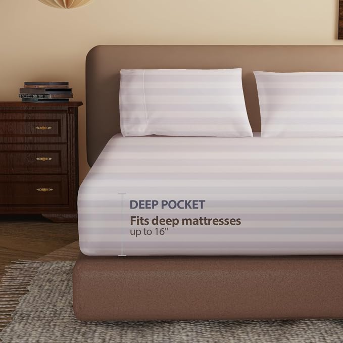 100% Egyptian Cotton Fitted Sheet Full Size, 600 Thread Count, Single Fitted - Image 4