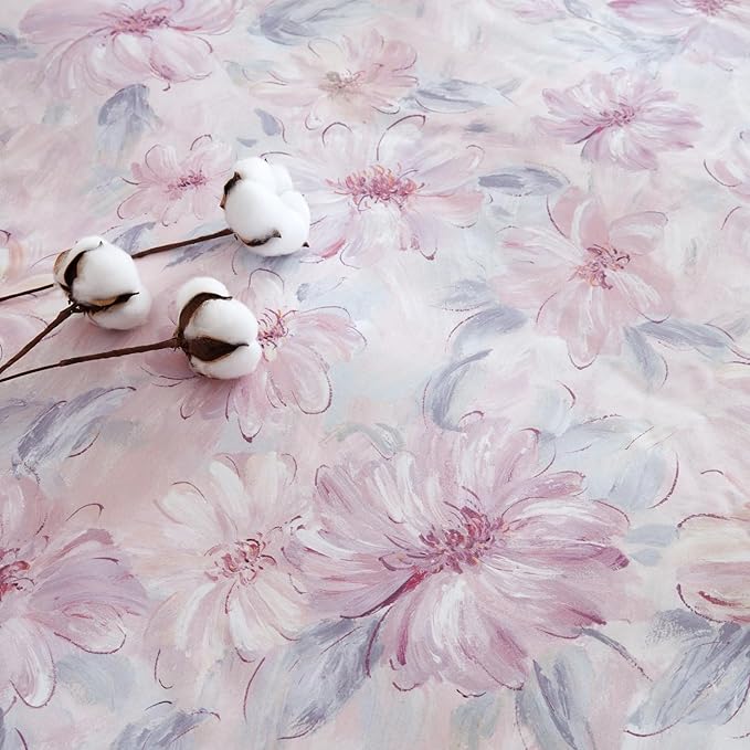 OAITE Duvet Cover Set King Size Floral Pattern 600 Thread Count Ultra Soft 100% - Image 6