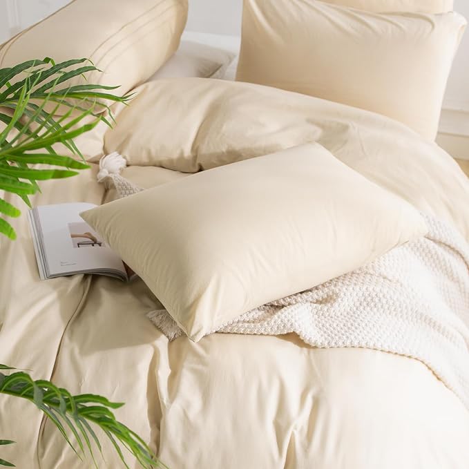NEXHOME PRO Duvet Cover Set 100% Washed Cotton Oversized King 120"x98" Linen - Image 5