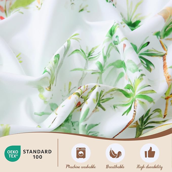 LONAVA King Tropical 3 Pcs Duvet Cover Set, Breathable Soft Microfiber Sage - Image 3