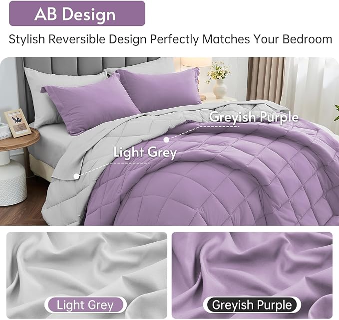 MUXHOMO 7 Pieces California King Comforter Set, Reversible Bed in a Bag Cal - Image 3