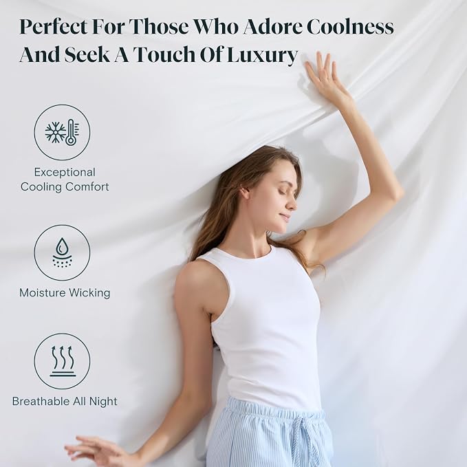LuxClub Queen Sheet Set, 100% Viscose Derived from Bamboo Cooling Sheets - Image 4