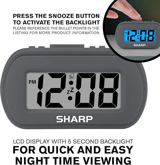 Sharp Digital Alarm Clock – Tactile Plastic Case - Image 5