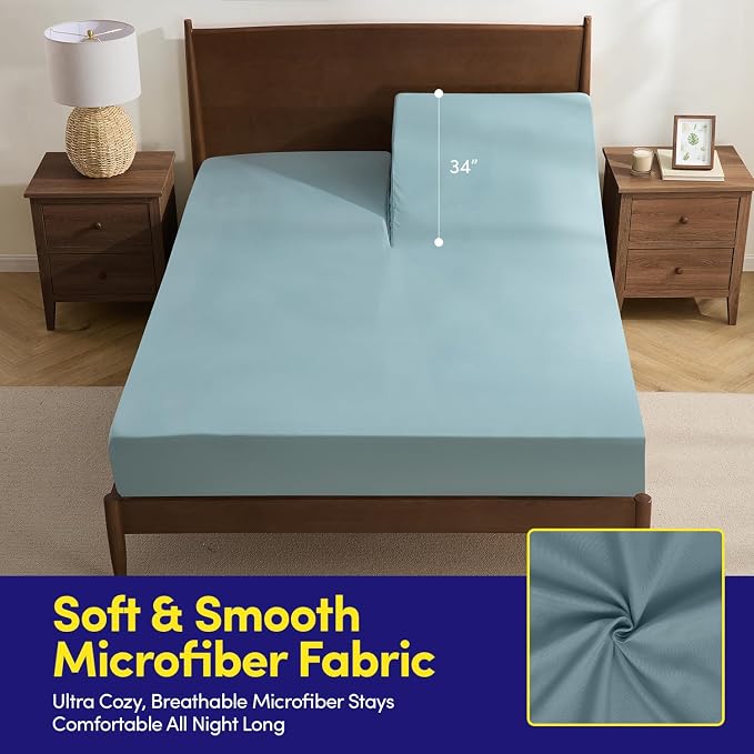 Split Head King Sheets Set for Adjustable Beds 4 Piece Flex Top Bed Sheets – - Image 3