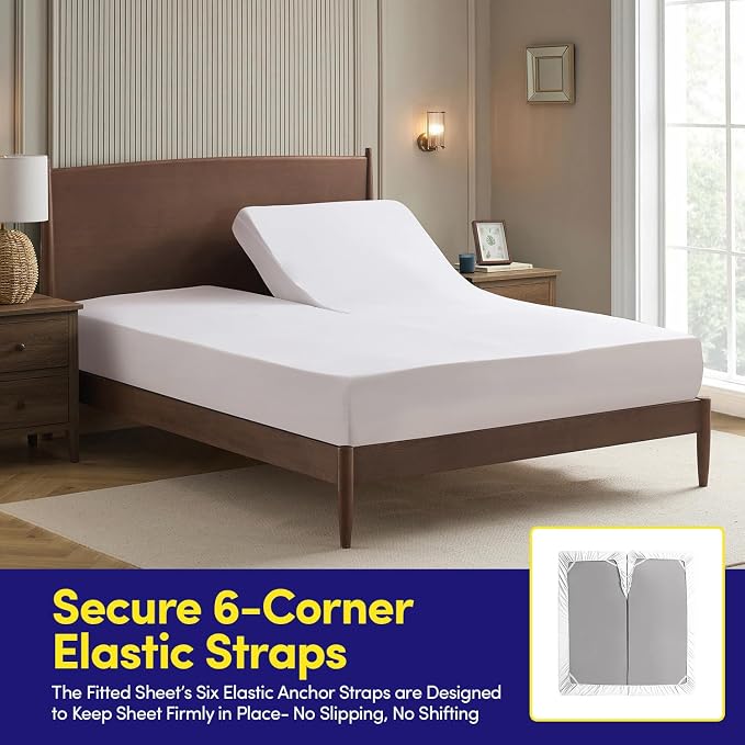 Split Head King Sheets Set for Adjustable Beds 4 Piece Flex Top Bed Sheets – - Image 4
